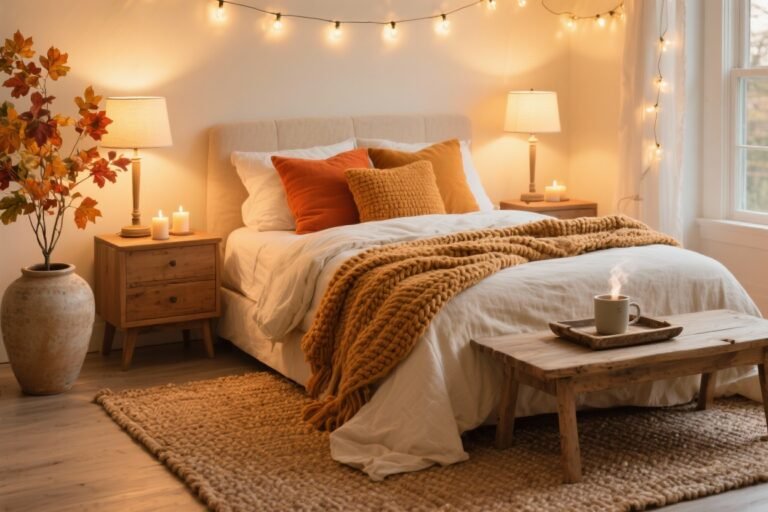 5 Cozy Fall Bedroom Tips for Soft Lighting, Warm Colors & Comfort You’ll Crave