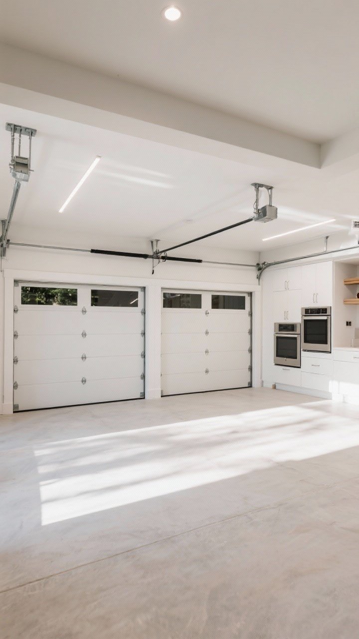 2–2 cm) with appliance garage doors closed to keep surfaces clear; bright, functional lighting