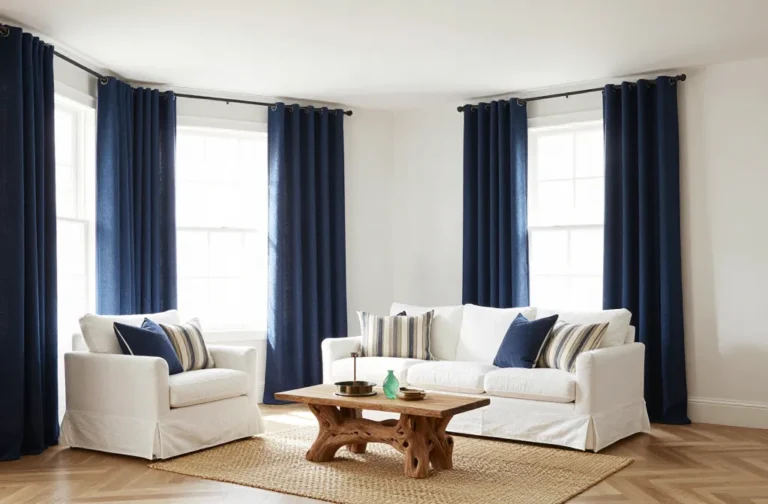 Steal the Show with 10 Navy Blue Curtains Living Room Ideas