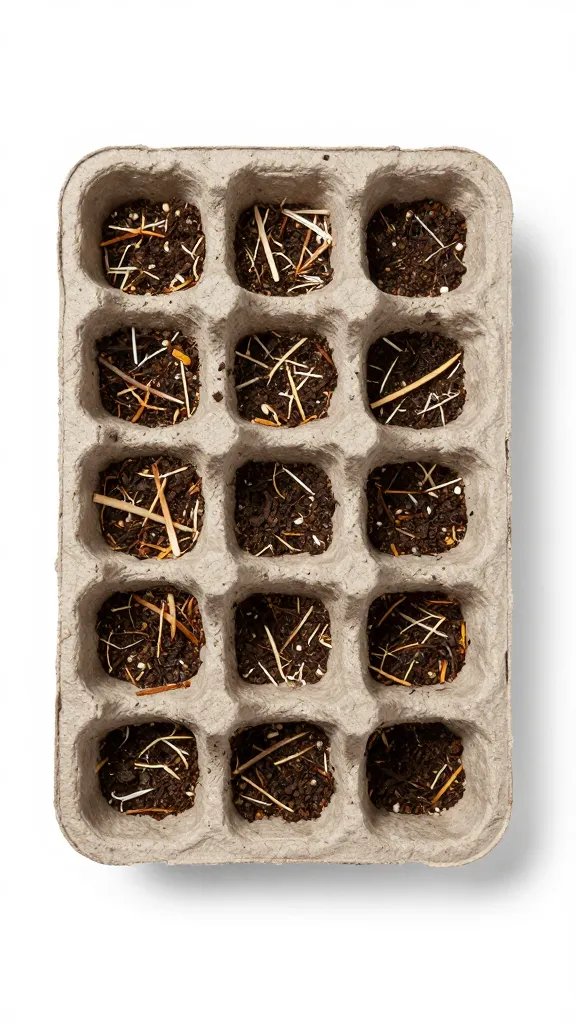 single biodegradable seedling tray cell filled with moist mix