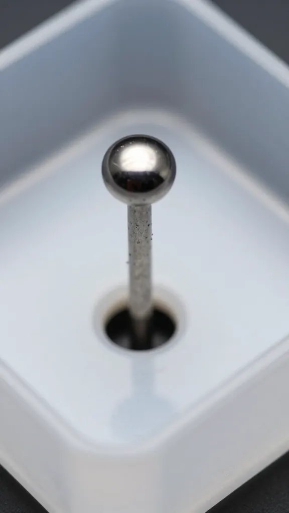 macro shot thumbtack piercing drainage hole in plastic tray