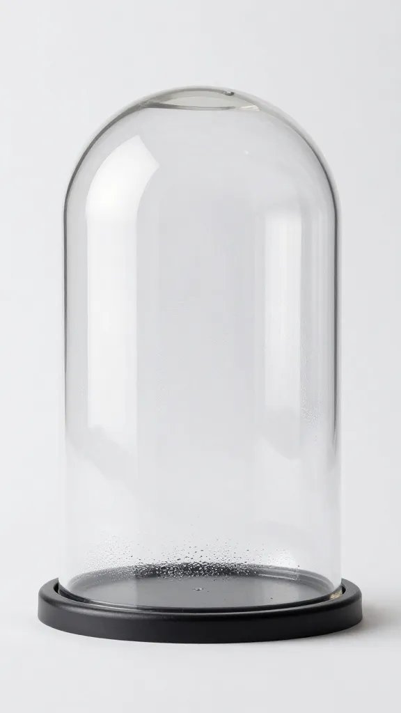 clear humidity dome with visible condensation, studio lighting