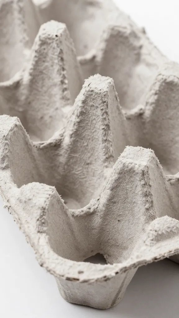 closeup cardboard egg carton seedling tray with drainage hole