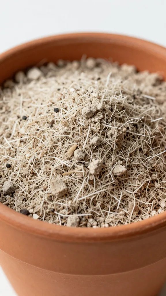 Closeup of fluffy DIY seed starting mix in a terracotta pot